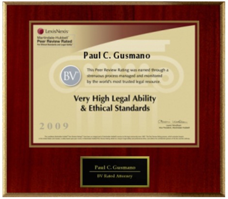 Paul C. Gusmano | BV Rated Attorney | Very High Legal Ability & Ethical Standards | 2009